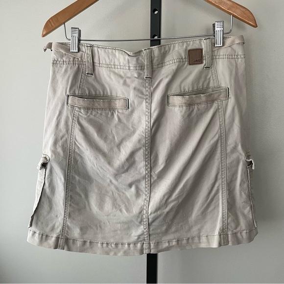 JAG Jeans Boardwalk Button Front Cargo Utility Mini Skirt Bay Twill Khaki Tan - Picture 2 of 10